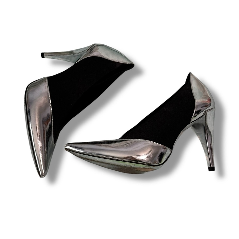 GIVENCHY Luxury Designer Silver & Black Women's Heels 37.5